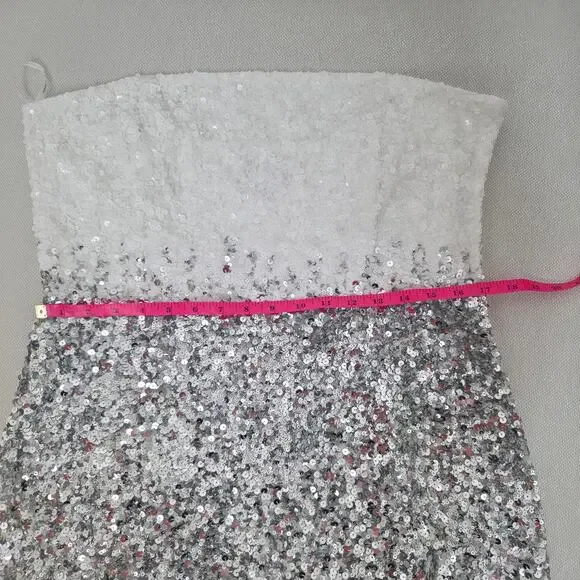 Retrofête White Silver Strapless Sequin Kameron Embellished Mini Dress XLarge